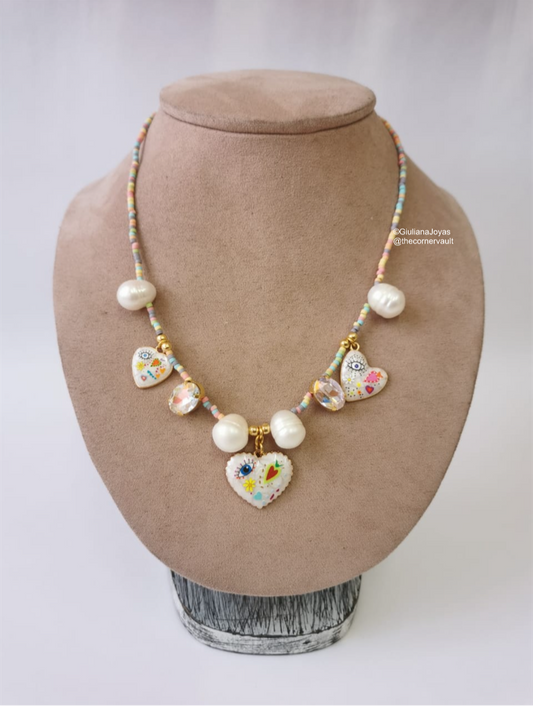 Pearl Heart Necklace (L562)