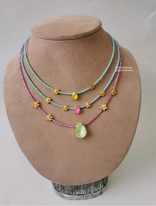 Three Layer Pastel Necklace (L573)